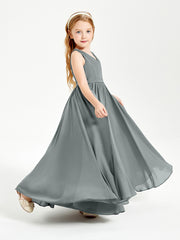 Elegant Sleeveless Junior Bridesmaid Dresses Steel Grey