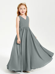 Elegant Sleeveless Junior Bridesmaid Dresses Steel Grey