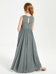 Elegant Sleeveless Junior Bridesmaid Dresses Steel Grey