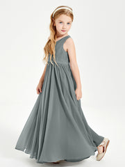 Elegant Sleeveless Junior Bridesmaid Dresses Steel Grey