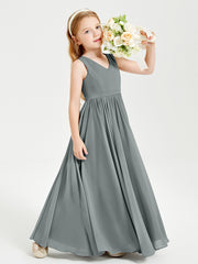Elegant Sleeveless Junior Bridesmaid Dresses Steel Grey
