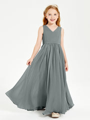 Elegant Sleeveless Junior Bridesmaid Dresses Steel Grey