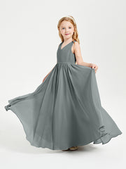 Elegant Sleeveless Junior Bridesmaid Dresses Steel Grey