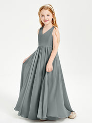 Elegant Sleeveless Junior Bridesmaid Dresses Steel Grey