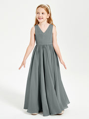 Elegant Sleeveless Junior Bridesmaid Dresses Steel Grey