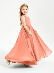 Elegant Sleeveless Junior Bridesmaid Dresses Sunset