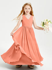 Elegant Sleeveless Junior Bridesmaid Dresses Sunset