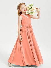 Elegant Sleeveless Junior Bridesmaid Dresses Sunset