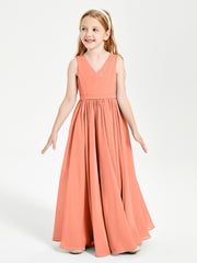 Elegant Sleeveless Junior Bridesmaid Dresses Sunset