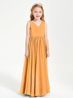 Elegant Sleeveless Junior Bridesmaid Dresses Tangerine