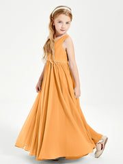Elegant Sleeveless Junior Bridesmaid Dresses Tangerine