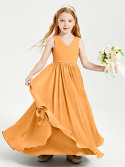 Elegant Sleeveless Junior Bridesmaid Dresses Tangerine