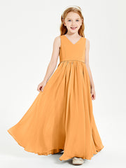 Elegant Sleeveless Junior Bridesmaid Dresses Tangerine