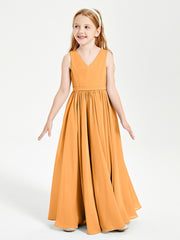Elegant Sleeveless Junior Bridesmaid Dresses Tangerine