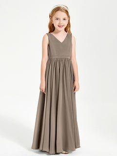 Elegant Sleeveless Junior Bridesmaid Dresses Taupe