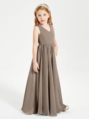 Elegant Sleeveless Junior Bridesmaid Dresses Taupe