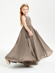 Elegant Sleeveless Junior Bridesmaid Dresses Taupe