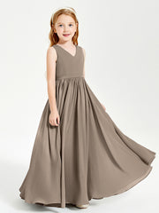 Elegant Sleeveless Junior Bridesmaid Dresses Taupe