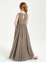 Elegant Sleeveless Junior Bridesmaid Dresses Taupe