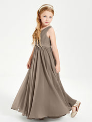 Elegant Sleeveless Junior Bridesmaid Dresses Taupe
