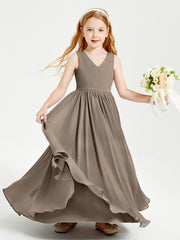 Elegant Sleeveless Junior Bridesmaid Dresses Taupe