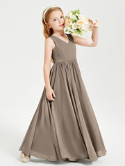 Elegant Sleeveless Junior Bridesmaid Dresses Taupe