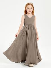 Elegant Sleeveless Junior Bridesmaid Dresses Taupe