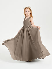 Elegant Sleeveless Junior Bridesmaid Dresses Taupe