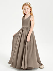 Elegant Sleeveless Junior Bridesmaid Dresses Taupe