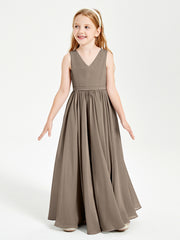 Elegant Sleeveless Junior Bridesmaid Dresses Taupe