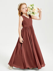 Elegant Sleeveless Junior Bridesmaid Dresses Terracotta