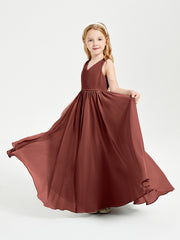 Elegant Sleeveless Junior Bridesmaid Dresses Terracotta
