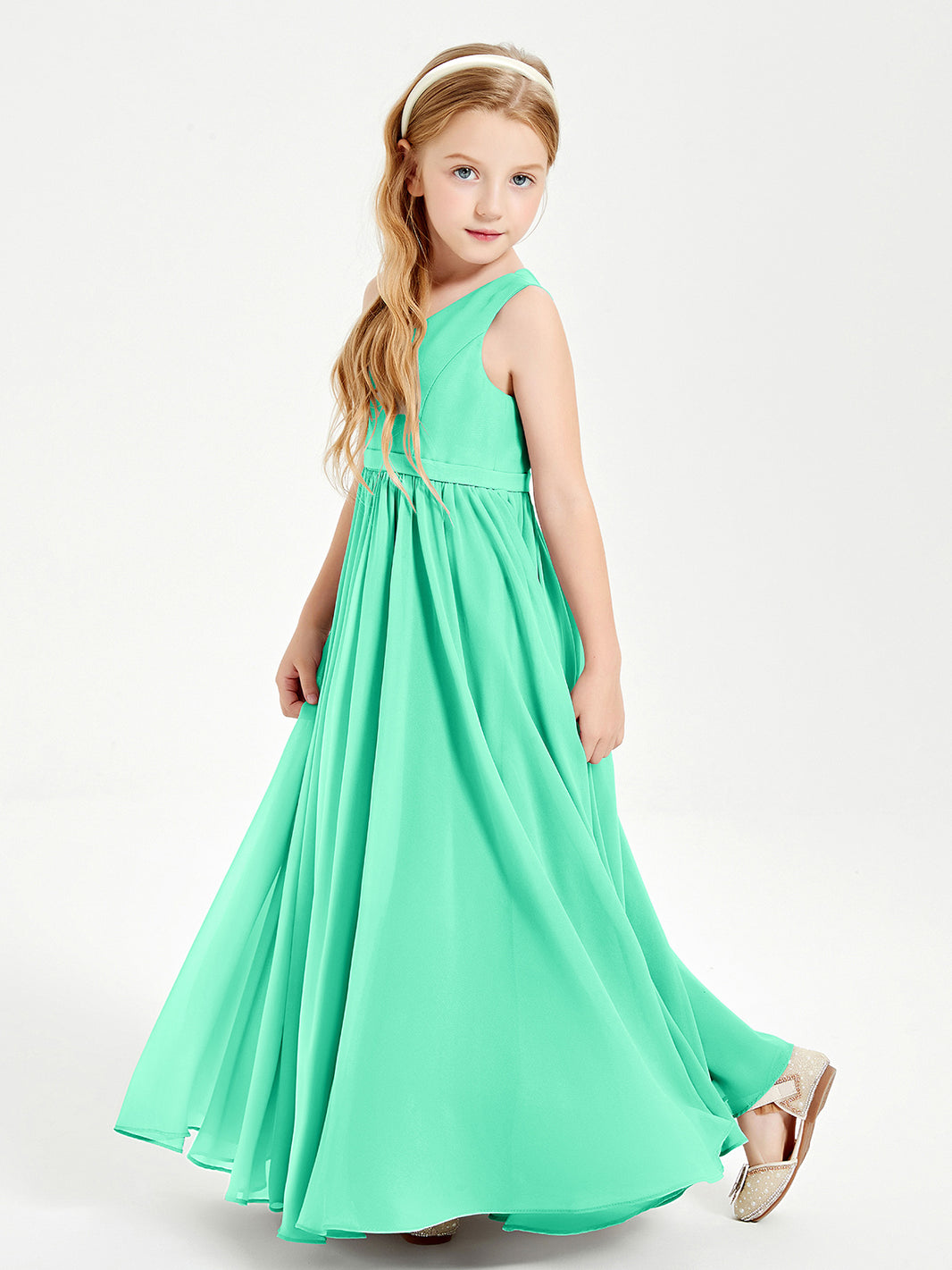 BABARONI Elegant Sleeveless Junior Bridesmaid Dresses Turquoise, Turquoise / J4 BABARONI Elegant Sleeveless Junior Bridesmaid Dresses Turquoise, Turquoise / J4
