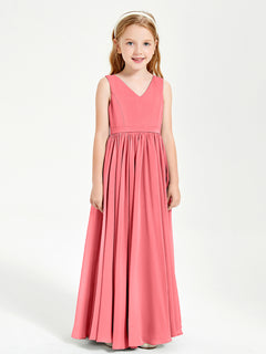 Elegant Sleeveless Junior Bridesmaid Dresses Watermelon