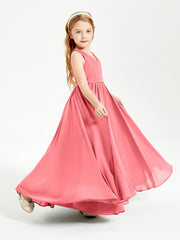 Elegant Sleeveless Junior Bridesmaid Dresses Watermelon