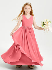Elegant Sleeveless Junior Bridesmaid Dresses Watermelon