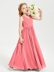 Elegant Sleeveless Junior Bridesmaid Dresses Watermelon