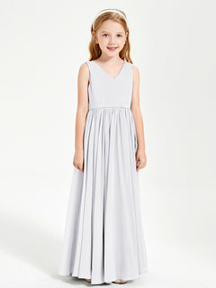 Elegant Sleeveless Junior Bridesmaid Dresses White