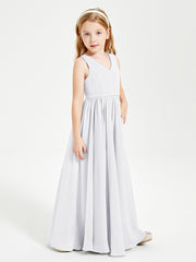 Elegant Sleeveless Junior Bridesmaid Dresses White