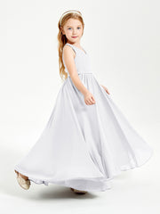 Elegant Sleeveless Junior Bridesmaid Dresses White