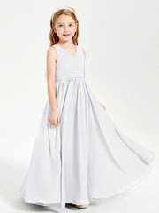 Elegant Sleeveless Junior Bridesmaid Dresses White