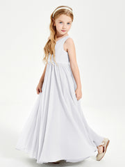 Elegant Sleeveless Junior Bridesmaid Dresses White