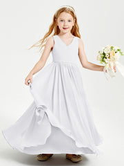Elegant Sleeveless Junior Bridesmaid Dresses White