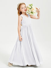 Elegant Sleeveless Junior Bridesmaid Dresses White