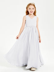 Elegant Sleeveless Junior Bridesmaid Dresses White