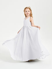 Elegant Sleeveless Junior Bridesmaid Dresses White