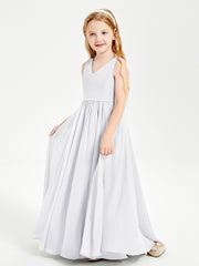 Elegant Sleeveless Junior Bridesmaid Dresses White