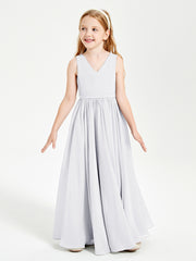 Elegant Sleeveless Junior Bridesmaid Dresses White
