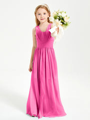 Long Elegant V-neck Bridesmaid Dresses For Juniors Azalea