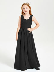 Long Elegant V-neck Bridesmaid Dresses For Juniors Black
